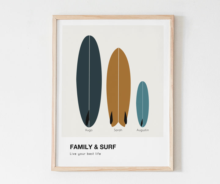 Affiche personnalisable Family & Surf