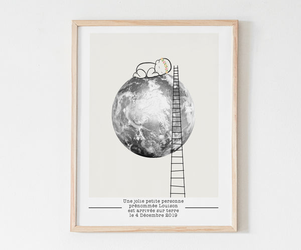 Affiche  personnalisable Bébé sur terre