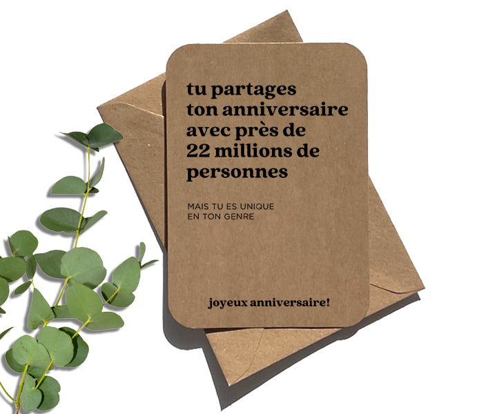 Carte Anniversaire Unique en ton genre