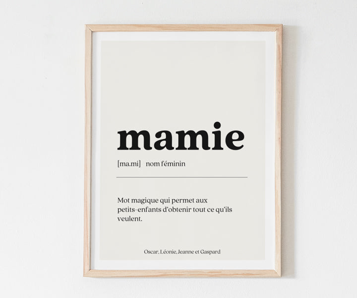 Affiche personnalisable Définition Mamie